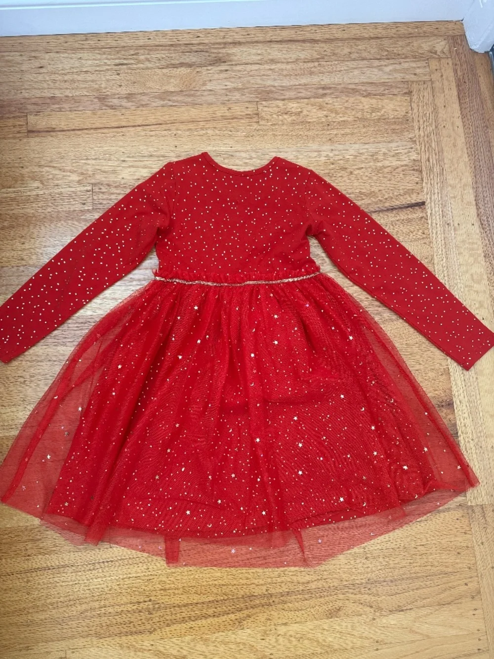 Hanna Andersson Red and Gold Dress Girl Size 8